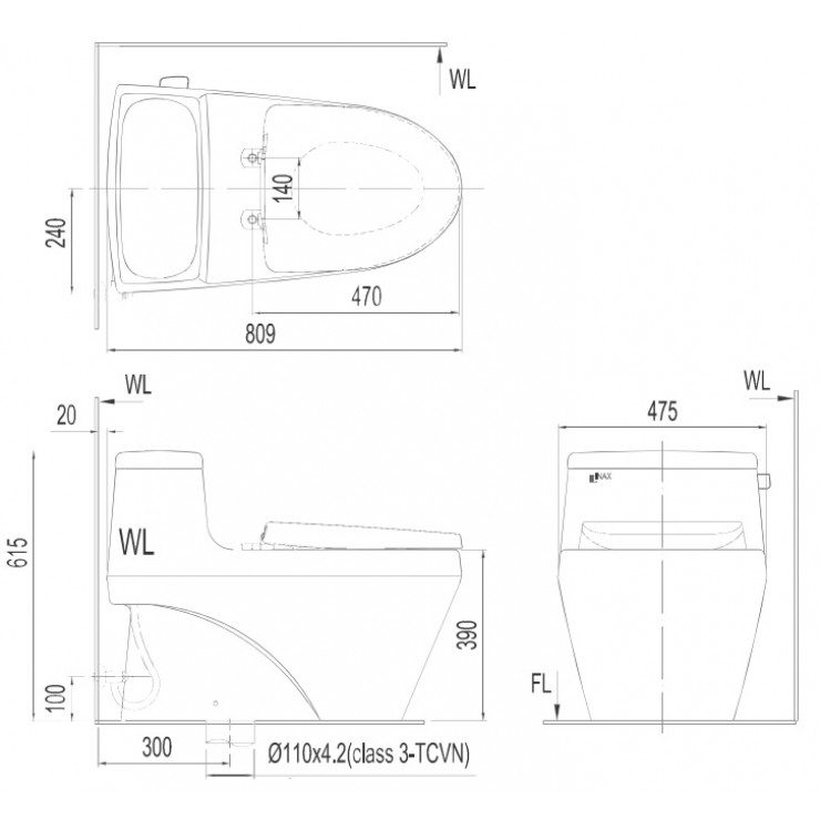 Bồn cầu một khối INAX AC-1135+CW-KB22AVN