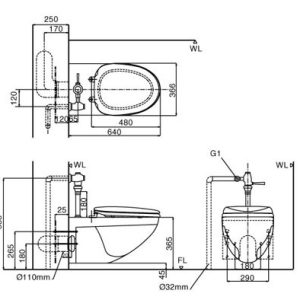 Bồn cầu treo tường INAX AC-22P+CW-S15VN