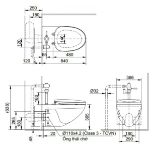 Bồn cầu treo tường INAX AC-22P+CW-S32VN