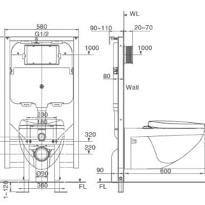Bồn cầu treo tường INAX AC-23P+CW-H17VN