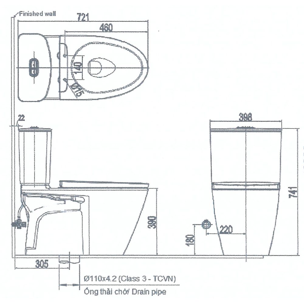 Bồn cầu hai khối INAX ACT-602+CW-H17VN