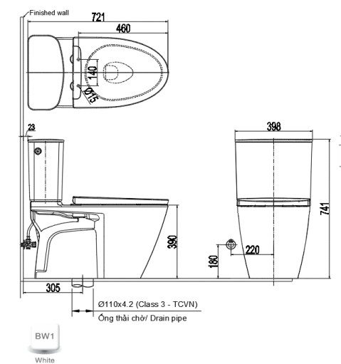 Bồn cầu hai khối INAX ACT-602+CW-KA22AVN