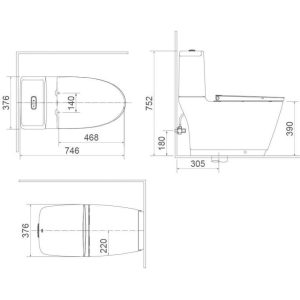 Bồn cầu hai khối INAX AC-832+CW-KA22AVN Nắp rửa điện tử