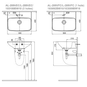 Chậu rửa treo tường INAX AL-289V/L-288VC