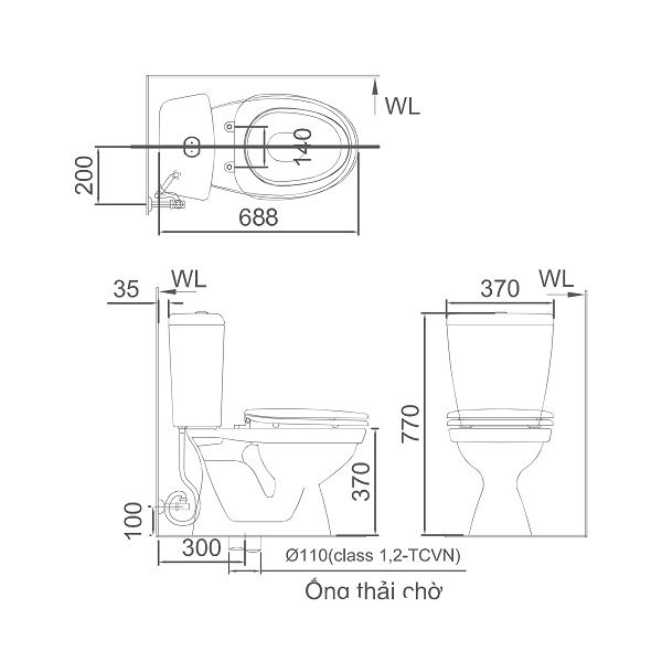 Bồn cầu hai khối INAX C-108A+CW-S15VN