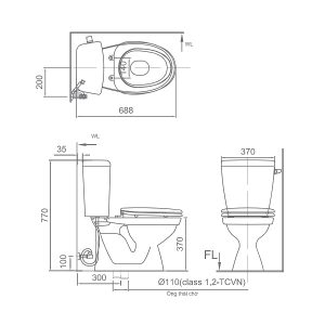 Bồn cầu hai khối INAX C-117A+CW-S15VN