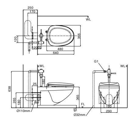 Bồn cầu treo tường INAX AC-22P+CW-H18VN