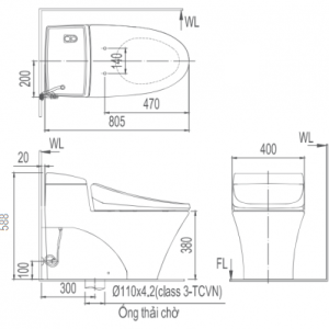 Bồn cầu một khối INAX AC-1008R+CW-H20VN