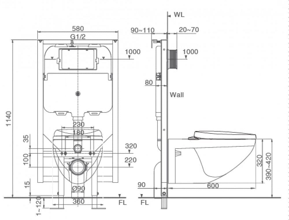 Bồn cầu treo tường INAX AC-23P+CW-H20VN