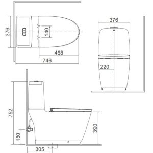 Bồn cầu hai khối INAX AC-832+CW-H20VN