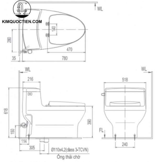 Bàn cầu một khối INAX AC-4005+CW-H17VN