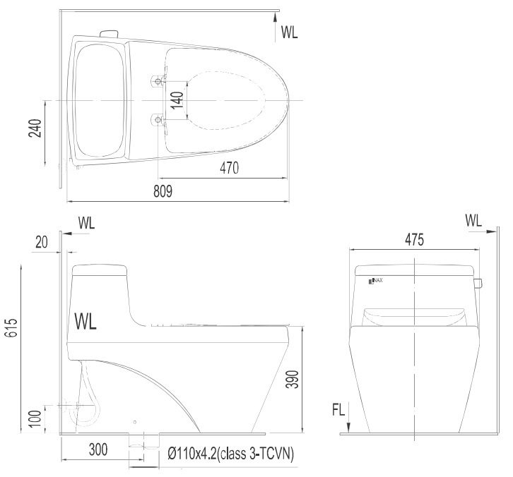 Bồn cầu một khối INAX AC-1035+CW-KA22AVN