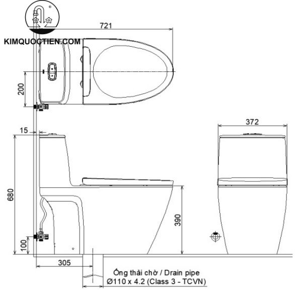 Bồn cầu hai khối INAX ACT-832+CW-H18VN