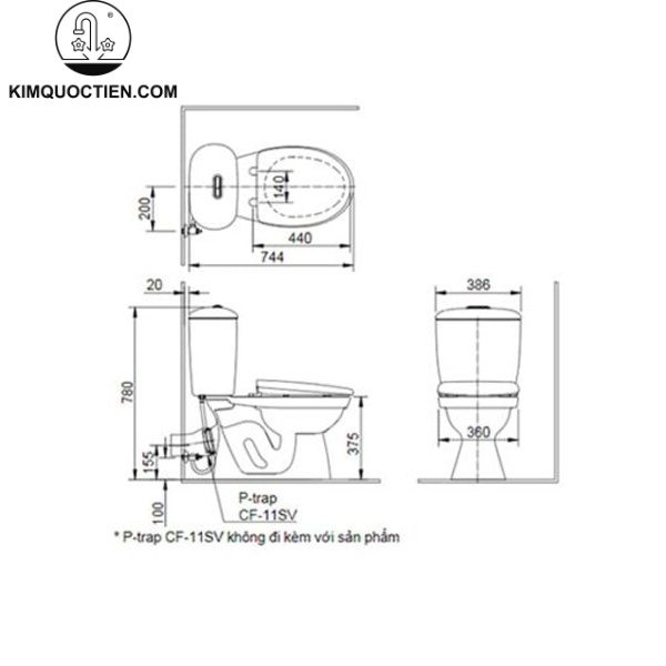Bồn cầu hai khối INAX C-306A+CW-S15VN
