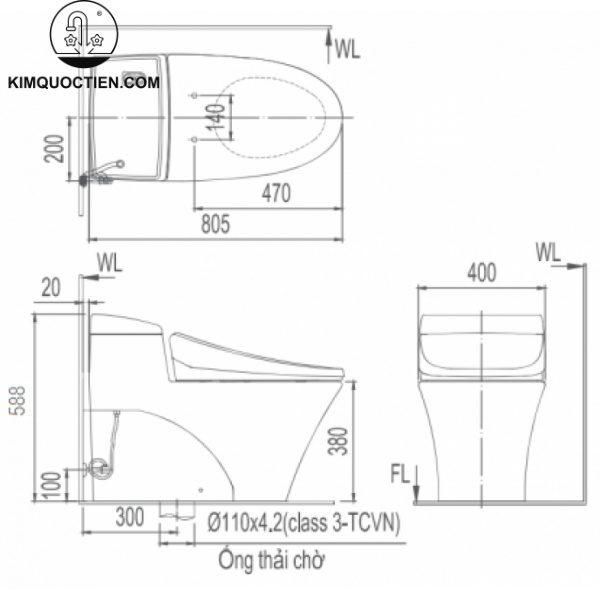 Bồn cầu một khối INAX AC-1008R+CW-H17VN