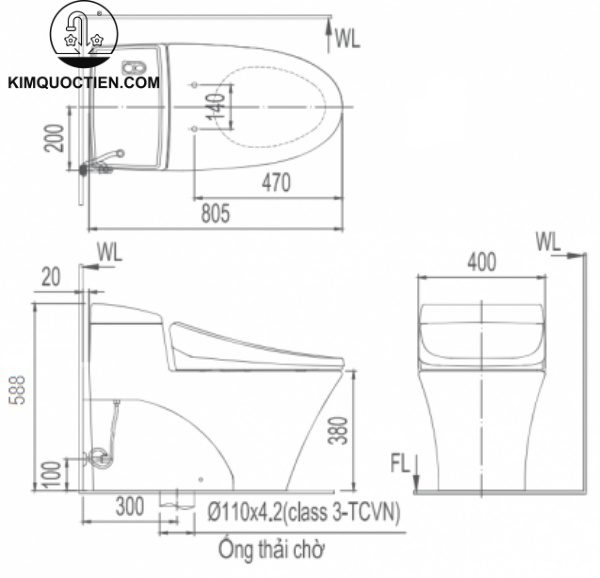 Bồn cầu một khối INAX AC-1008R+CW-H20VN