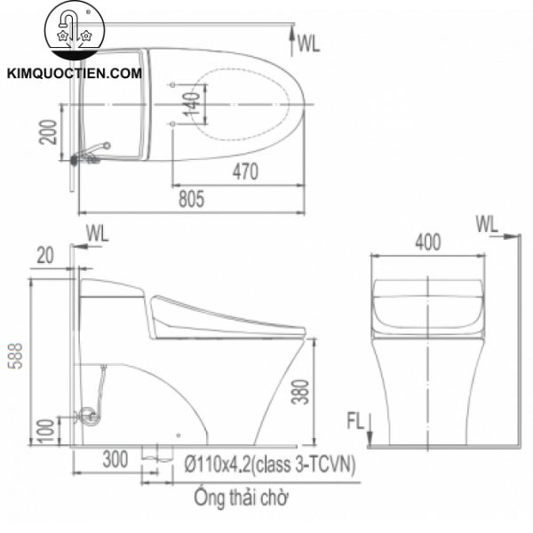 Bồn cầu một khối INAX AC-1017R+CW-H18VN