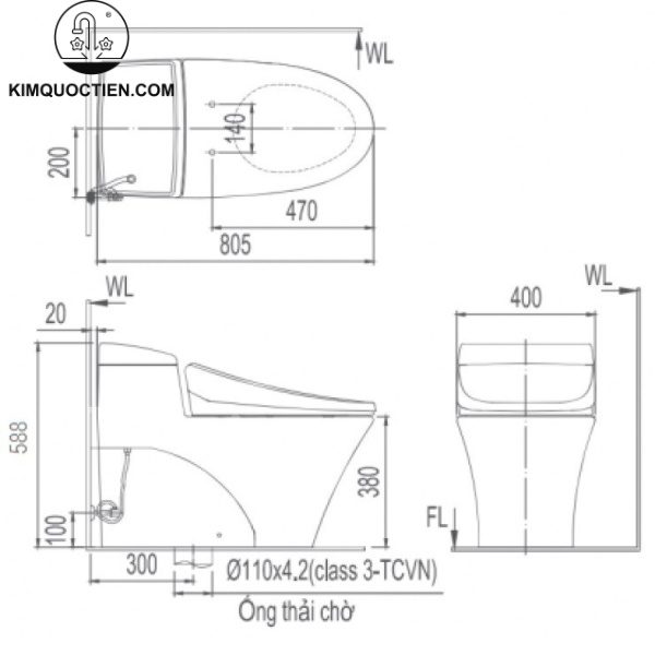 Bồn cầu một khối INAX AC-1017R+CW-H20VN