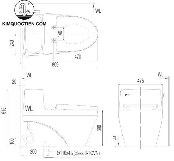 Bồn cầu một khối INAX AC-1035+CW-H20VN