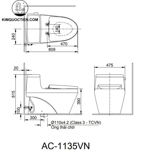 Bồn cầu một khối INAX AC-1135+CW-KA22AVN