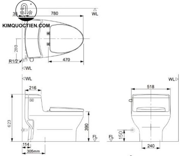 Bồn cầu một khối INAX AC-4005+CW-H18VN
