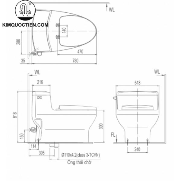 Bồn cầu một khối INAX AC-4005+CW-KA22AVN