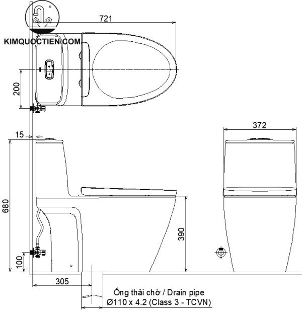 Bồn cầu một khối INAX ACT-902+CW-H18VN