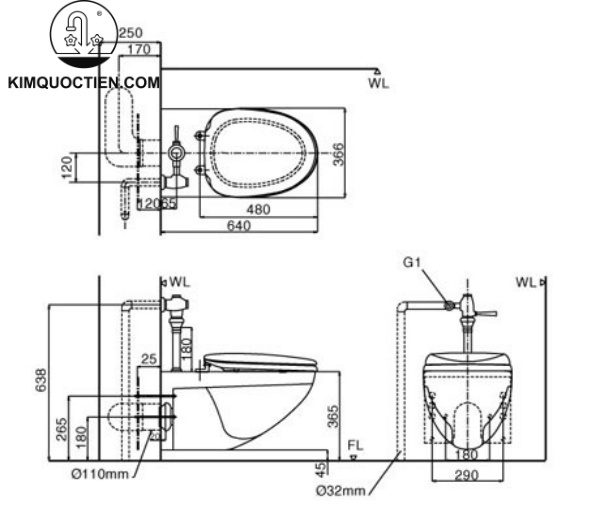 Bồn cầu treo tường INAX AC-22P+CW-H20VN