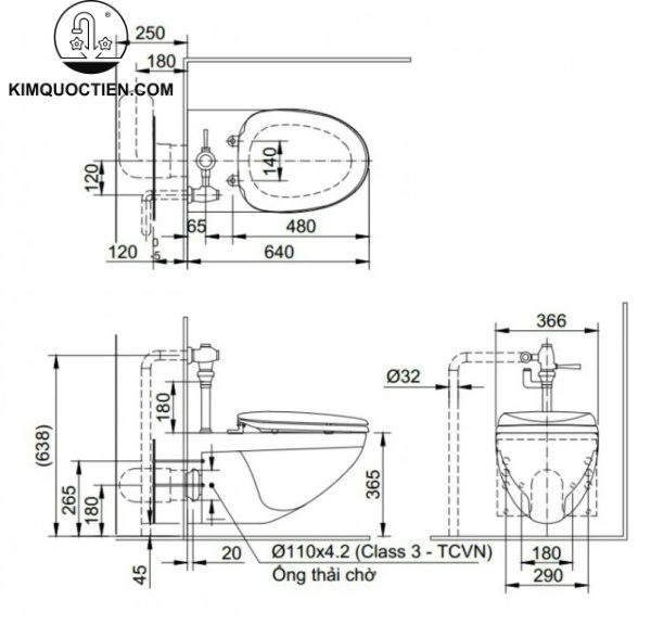 Bồn cầu treo tường INAX AC-22P+CW-S32VN