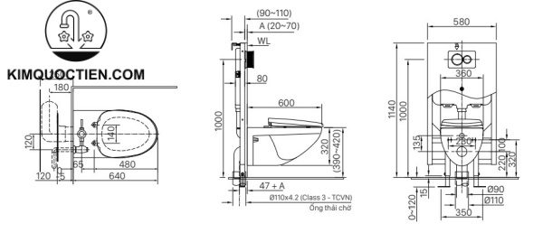 Bồn cầu treo tường INAX AC-23P+CW-KB22AVN