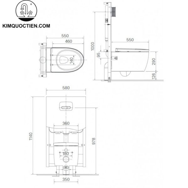 Bồn cầu treo tường INAX AC-952+CW-H17VN