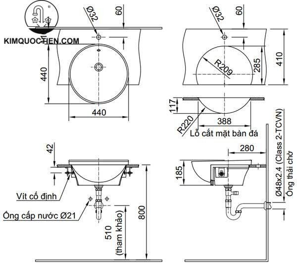 Chậu rửa bán âm Bồn INAX L-333V