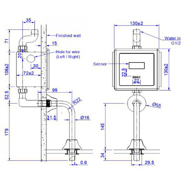 Van xả tiểu tự động INAX OKUV-30SM-0.5
