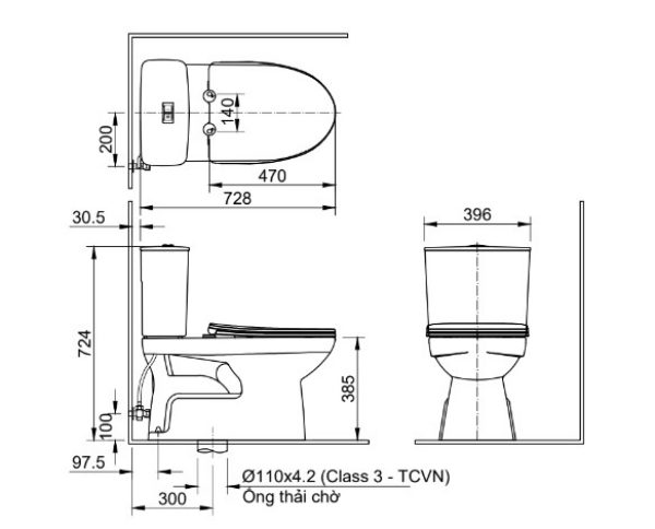 Bồn cầu 2 khối INAX AC-514VWN