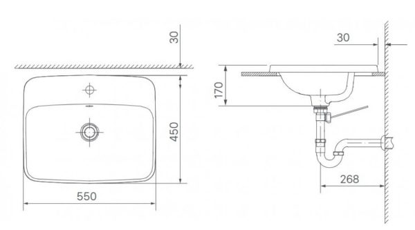 Bản vẽ kỹ thuật chậu rửa lavabo đặt bàn INAX AL-2398VEC