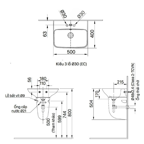 Chậu lavabo Inax AL-289VEC treo tường