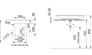 Bản vẽ kỹ thuật Chậu rửa lavabo đặt bàn INAX AL-S630VGC