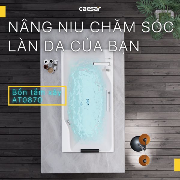 Bồn tắm xây không chân không yếm Caesar AT0870