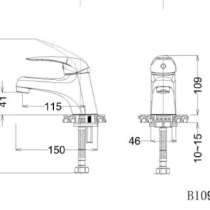 Bản vẽ Vòi lavabo Caesar lạnh B109C