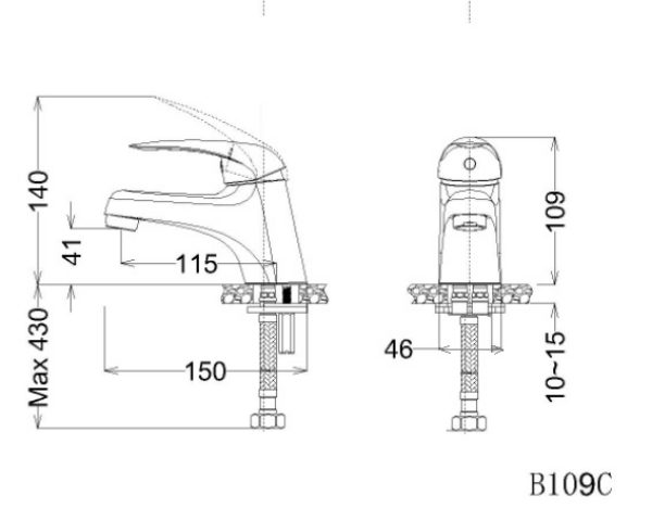 Bản vẽ Vòi lavabo Caesar lạnh B109C