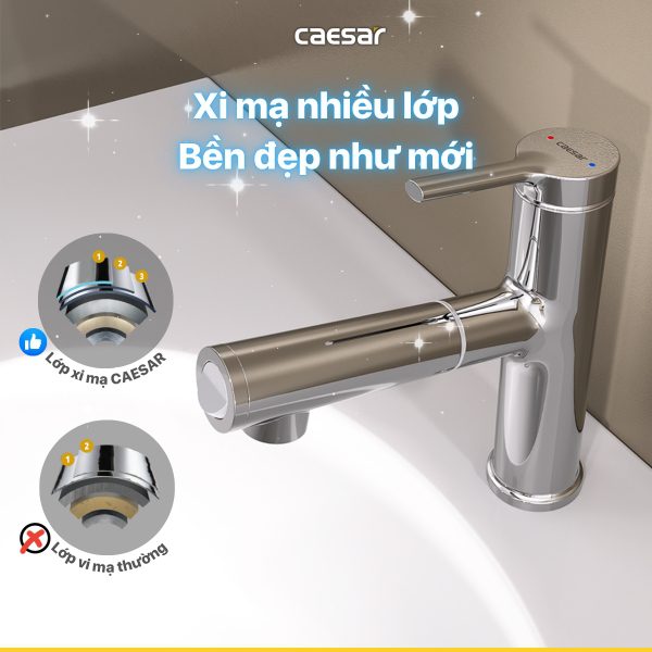 Vòi lavabo Caesar nóng lạnh B196C