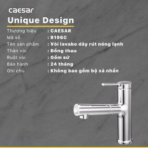 Vòi lavabo Caesar nóng lạnh B196C