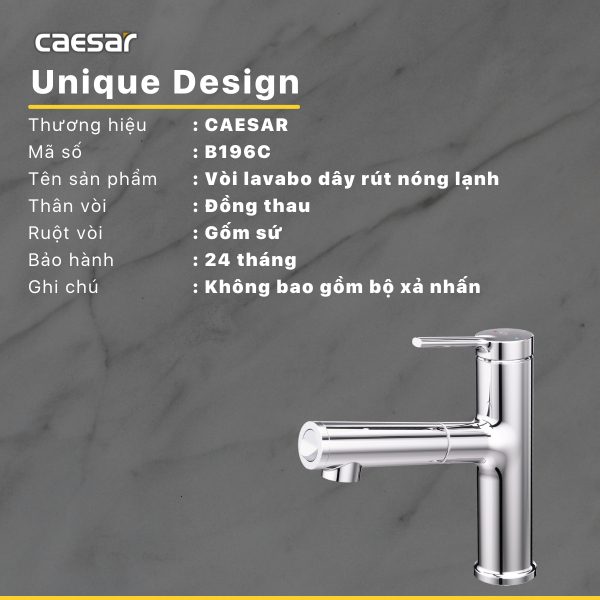 Vòi lavabo Caesar nóng lạnh B196C