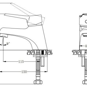 Bản vẽ kỹ thuật Vòi lavabo Caesar nóng lạnh B330CU