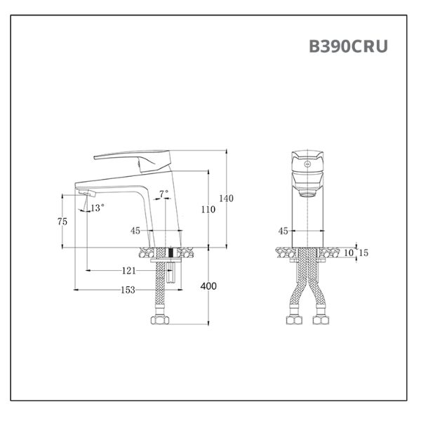Vòi lavabo Caesar nóng lạnh B390CRU