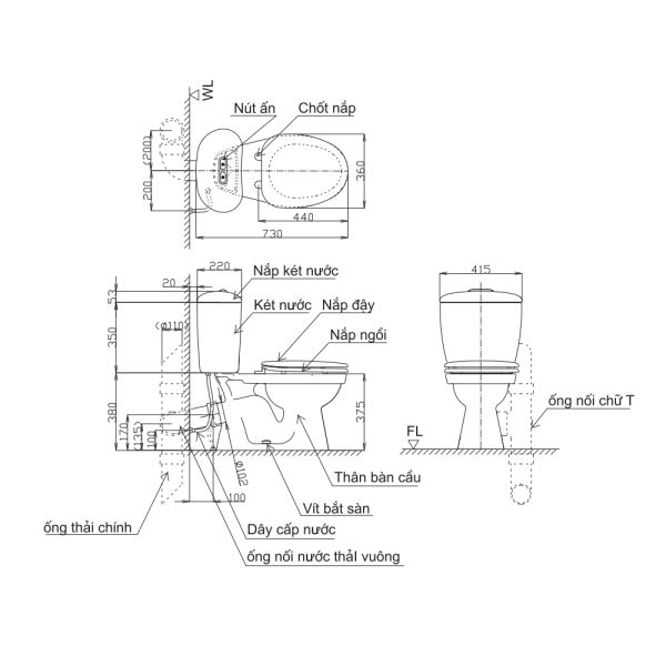 Bồn cầu INAX C-306VPTN 2 khối