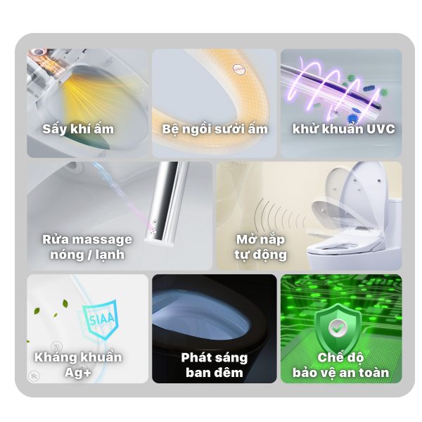 Bồn cầu 1 khối nắp điện tử Caesar C1363F/TAF610H