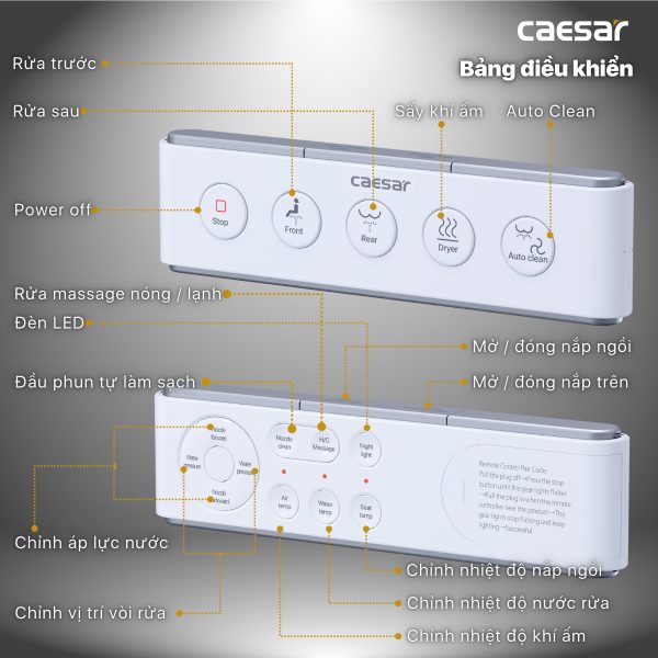 Bồn cầu 1 khối nắp điện tử Caesar C1363F/TAF610H