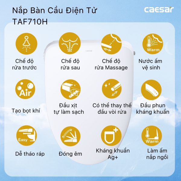 Bồn cầu 1 khối nắp điện tử Caesar C1364F/TAF710H