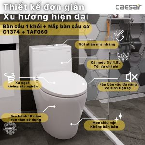 Bồn cầu 1 khối nắp rửa cơ C1374F/TAF060
